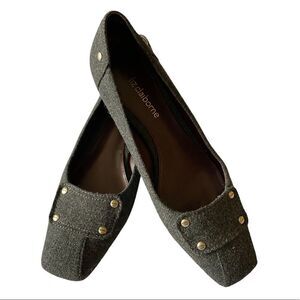 Liz Claiborne Wm’s Sz 6.5 Yolanda Gray Square Toe Felt Kitten Heel Pumps Shoes